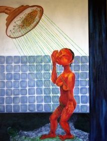 woman in the shower room